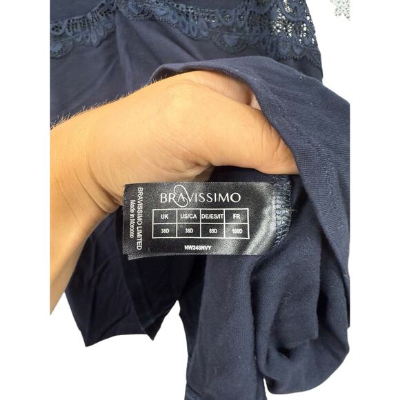 Bravissimo Navy Blue Baby Doll Style Tank Top Lace Detail Womens Size 38D - Picture 6 of 10